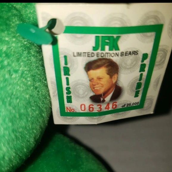 *: Beverly Hills Plush JFK Memorial Limited Edition bean Bear green Irish pride - Picture 2 of 4